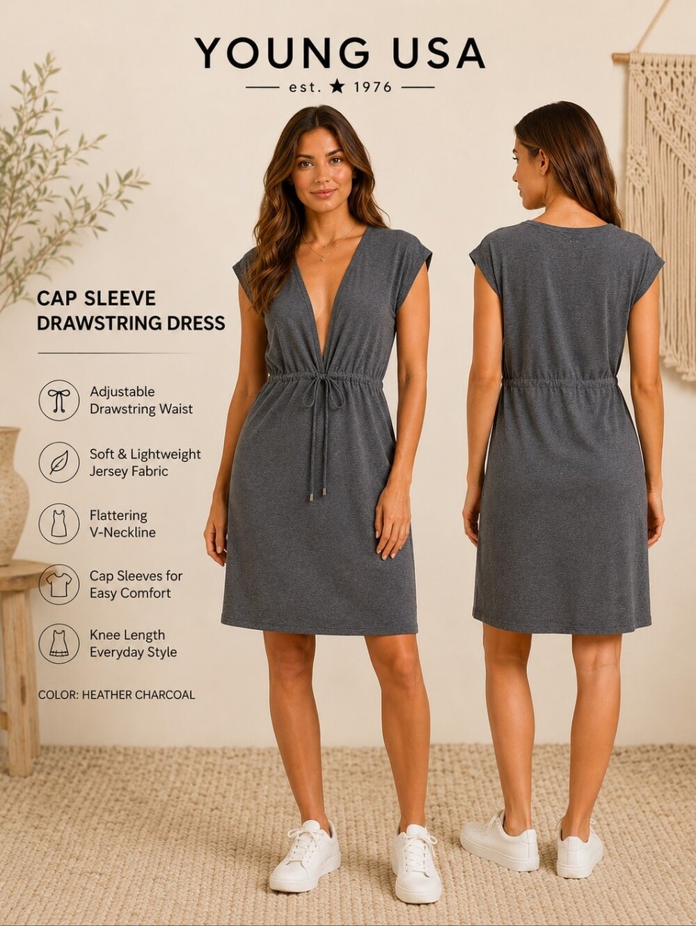 Young USA Gray V-Neck Active Dress Cap Athliesure Sleeve Jersey Size Medium